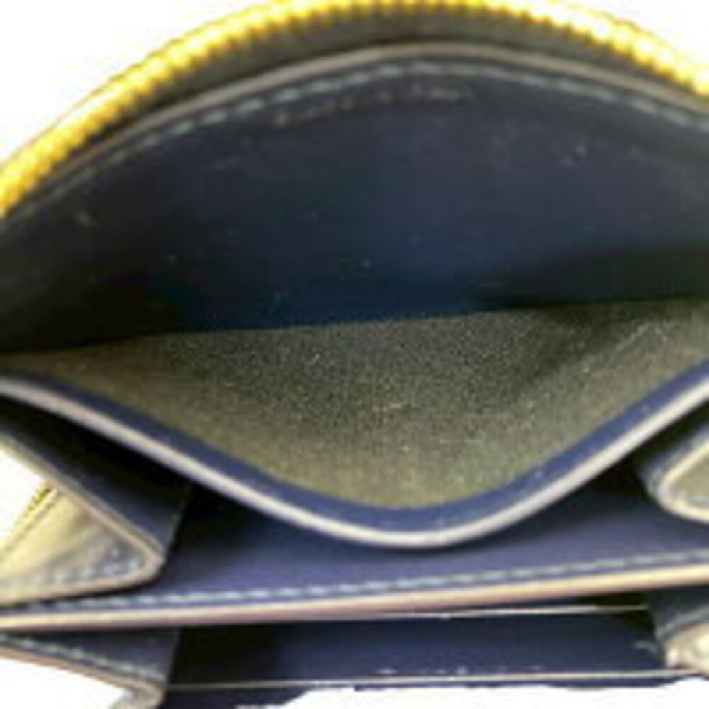 Celine Round Leather Navy Wallet Charm Blue Quilted Compact Bifold Zip - Picture 9 of 9